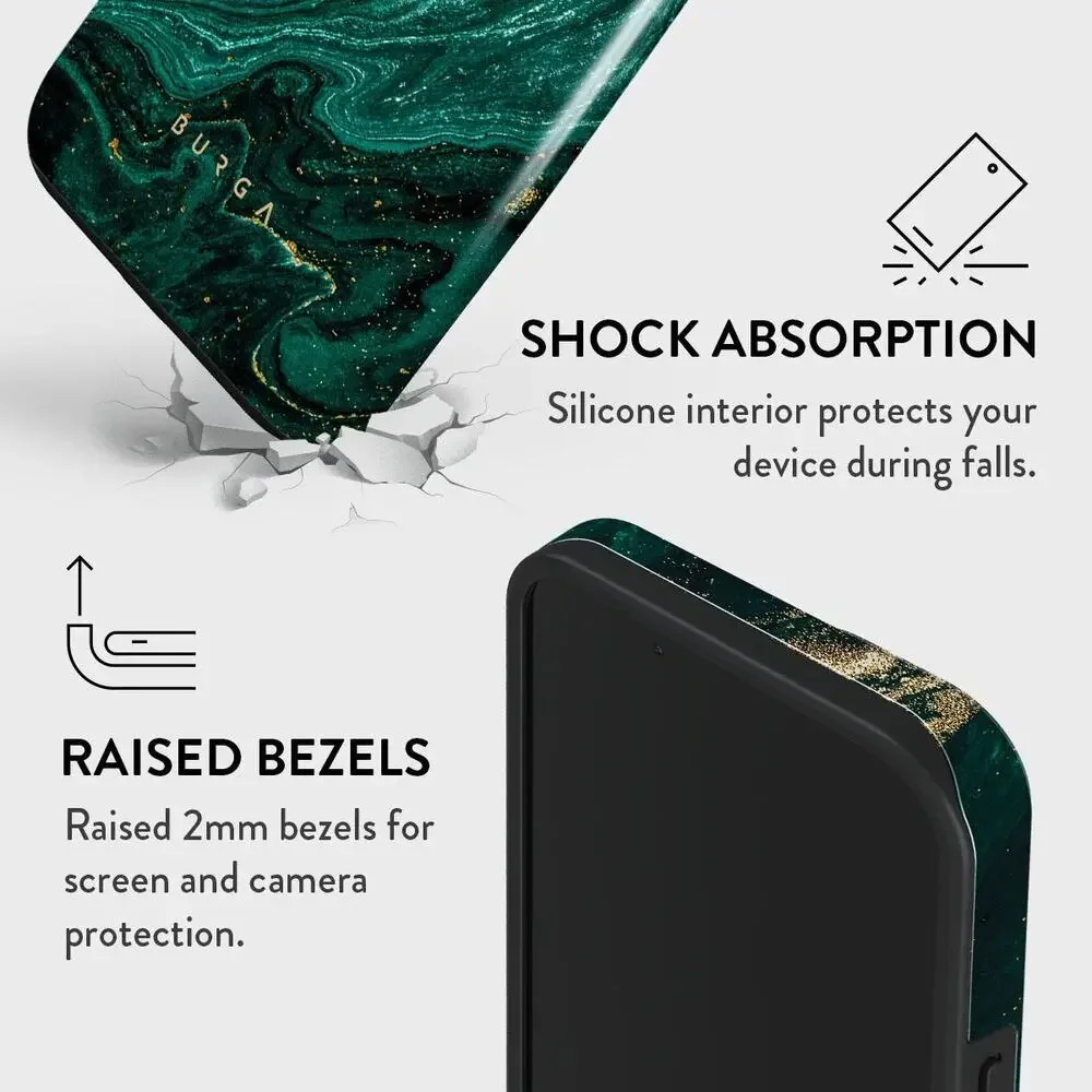 NIB BURGA Emerald Pool Tough Case for iPhone 15 Plus Green Marble
